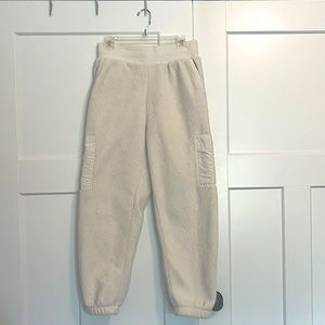 Fuzzy cream sweatpants